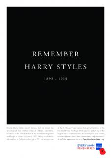 Royal British Legion: Harry Styles