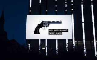 Non Violence: The knotted gun billboard
